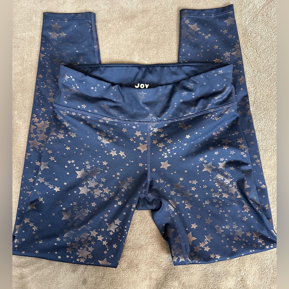JoyLab Star Print Navy Sports Bra & Leggings Set Size M Preowned Workout Active - Picture 2 of 12